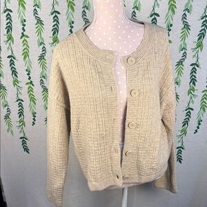 Max Studio Light Tan Ribbed Cardigan D3